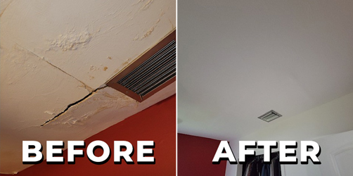 Ceiling repair before after